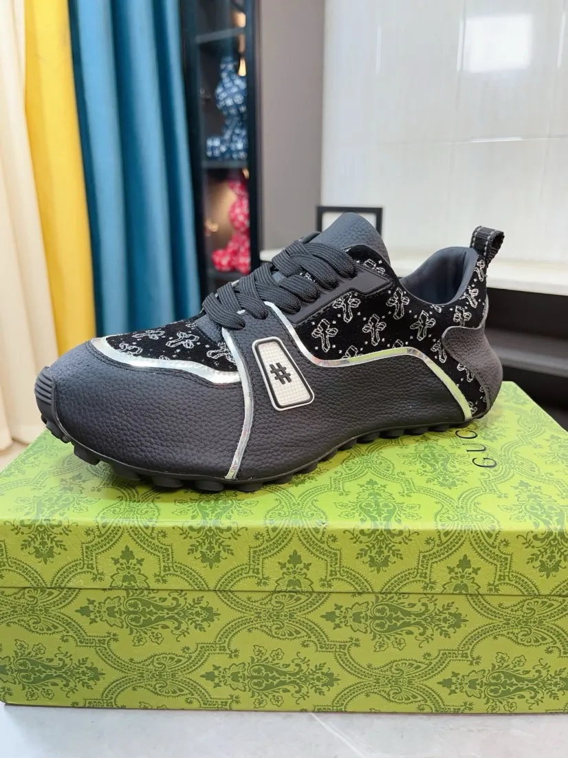 Men's shoes 💰560🌹🌹【GUCCI】pop-top casual sneakers with daddy outsole, breathable and comfortable, easy to walk, a versatile style for trendy men, upper with cowhide edged outsole design➕genuine leather lining➕Gucci's popular original outsole, sports and running style, super comfortable. Code number 38-44